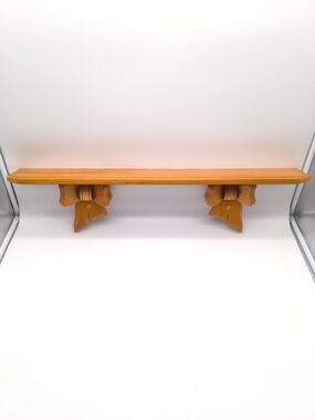 Vintage Handcrafted Wood Bow Wall Shelf - Signed 1999